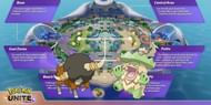 In Pokemon Unite, the jungle area is found in the central area of the Remoat Island map (Image via Nintendo/The Pokemon Company)